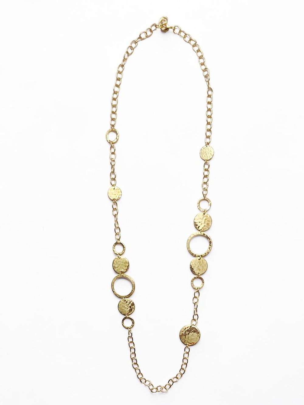 Designer Panacea Gold Hammered Circle Metal Necklace